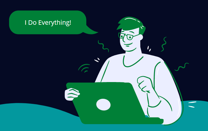 工作室常見模式：一人包下設計、程式、主機三大工作